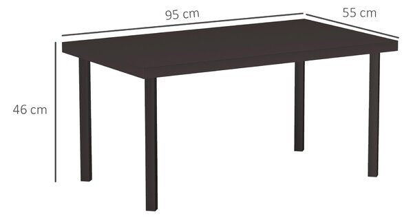 Outsunny Metal Garden Coffee Table, Rectangular Outdoor Side Table with Woodgrain Tabletop, Foot Pads for Outside, Garden, Balcony, Porch, 95 x 55 x 46cm, Brown