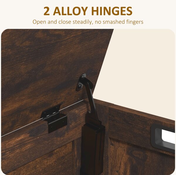 HOMCOM Storage Chest, Modern Storage Trunk with 2 Safety Hinges and Cut-out Handles, Wooden Toy Box for Living Room, Entryway, 76 x 40 x 48 cm, Rustic Brown