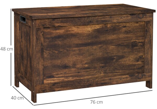 HOMCOM Storage Chest, Modern Storage Trunk with 2 Safety Hinges and Cut-out Handles, Wooden Toy Box for Living Room, Entryway, 76 x 40 x 48 cm, Rustic Brown