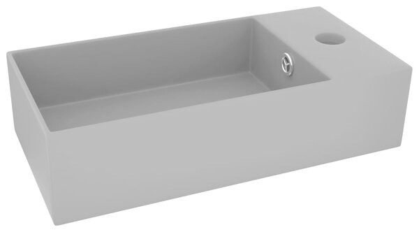 Bathroom Sink with Overflow Ceramic Light Grey