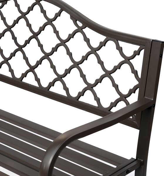 Outsunny Outdoor Garden Bench Antique Style Cast Iron 2 Seater Patio Porch Park Loveseat Chair Seater - Brown