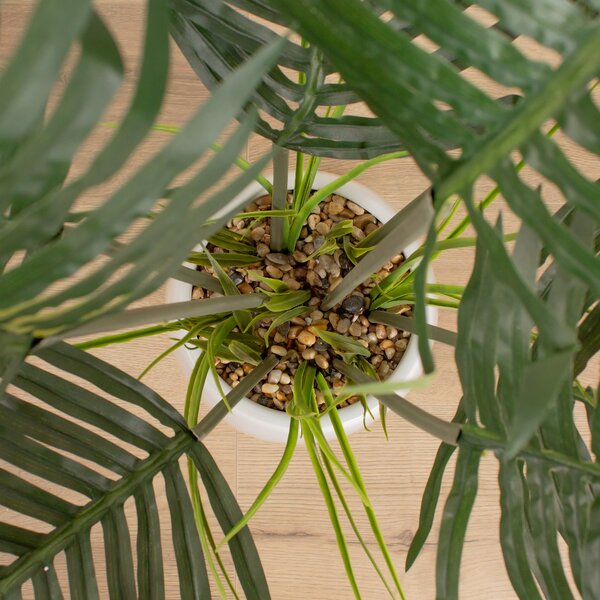 Artificial Palm Tree in White Ceramic Plant Pot