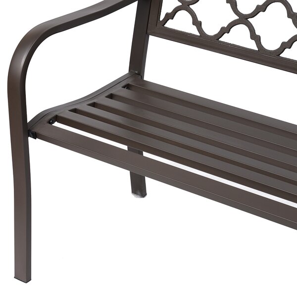 Outsunny Outdoor Garden Bench Antique Style Cast Iron 2 Seater Patio Porch Park Loveseat Chair Seater - Brown