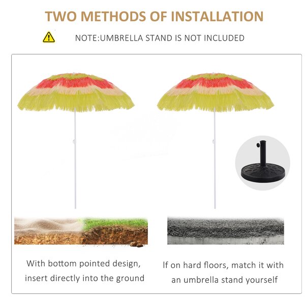 Outsunny Portable Beach Umbrella: Foldable Rainbow Parasol for Hawaiian-Style Sun Protection