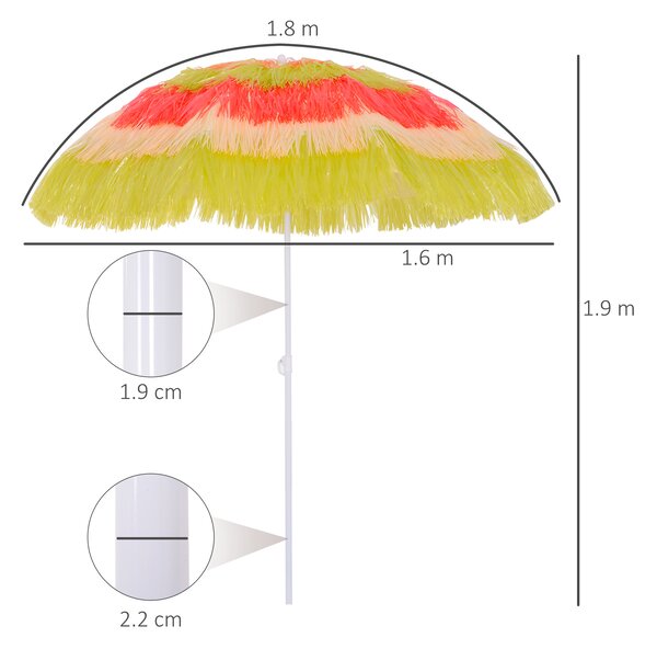 Outsunny Portable Beach Umbrella: Foldable Rainbow Parasol for Hawaiian-Style Sun Protection