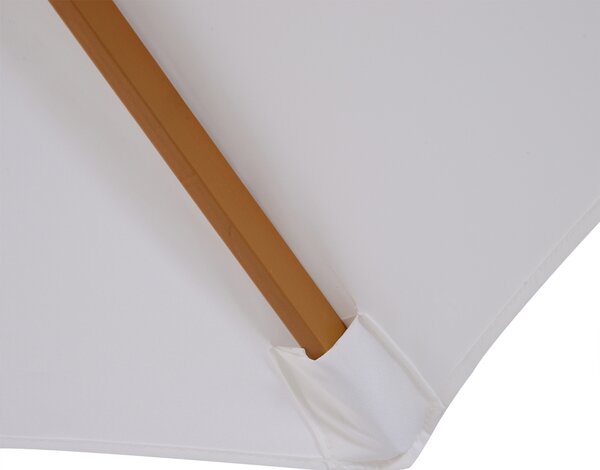 Outsunny 3(m) Fir Wooden Parasol Garden Umbrellas 8 Ribs Bamboo Sun Shade Patio Outdoor Umbrella Canopy, Cream White Aosom UK