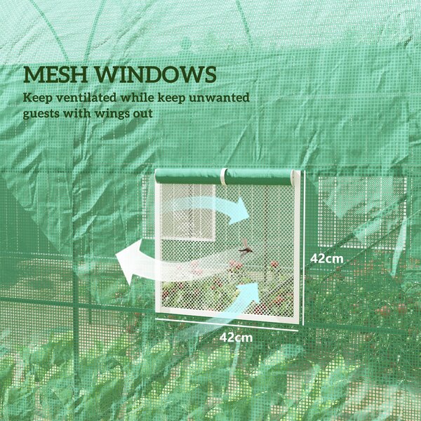 Outsunny Walk-In Greenhouse Reinforced Polytunnel Greenhouse Garden Plants Grow Waterproof Cover Galvanised Base w/ Slide Door, 2.5 x 2 m