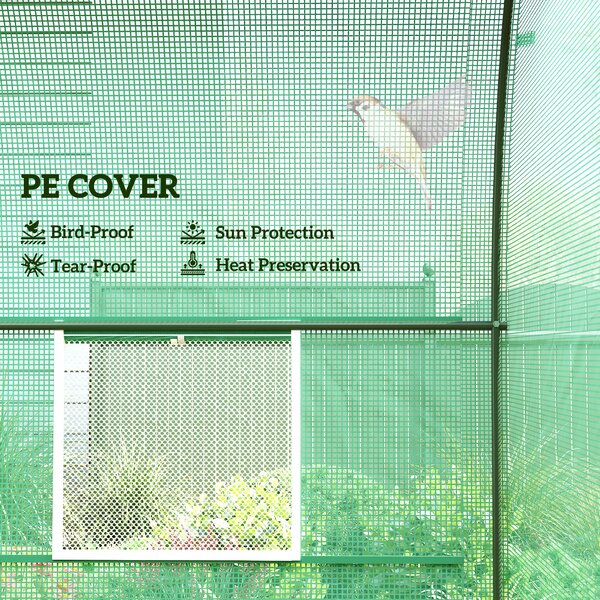 Outsunny Walk-In Greenhouse Reinforced Polytunnel Greenhouse Garden Plants Grow Waterproof Cover Galvanised Base w/ Slide Door, 2.5 x 2 m