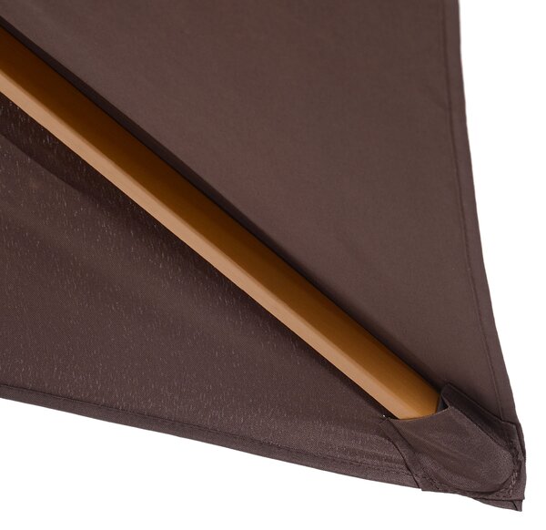 Outsunny Waterproof Garden Parasol Umbrella Wooden Sun Umbrella Outdoor Sun Shade Canopy, Dark Coffee,2 x 3m Aosom UK