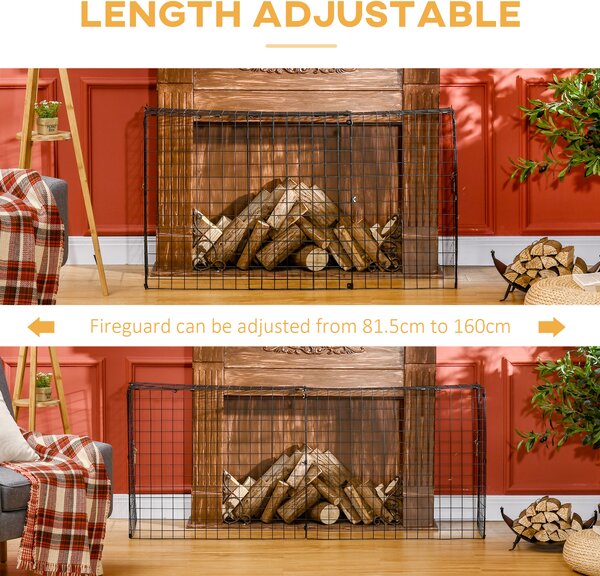 HOMCOM Extendable Safety Fireguard Extendable Fireguard Screen-Black