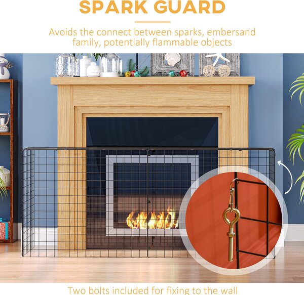 HOMCOM Extendable Safety Fireguard Extendable Fireguard Screen-Black