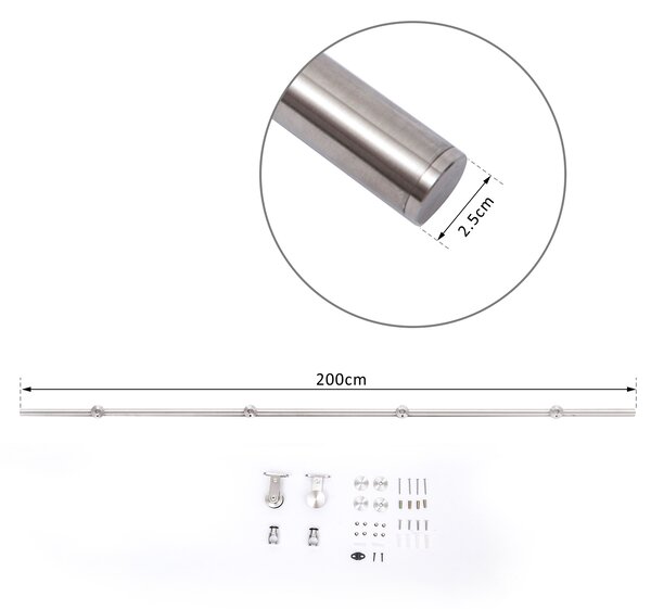 HOMCOM 35-45mm Track Stainless Steel Sliding Door Kit Silver