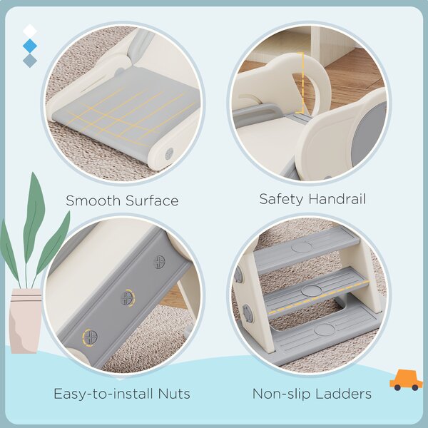AIYAPLAY Foldable Kids Slide Indoor, Freestanding Baby Slide for 1.5-3 Years Old, Grey