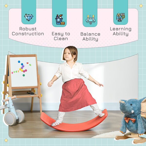 ZONEKIZ Wobble Wonder: Montessori Stepping Stone for Nursery Play, Durable Red Balance Board Aosom UK