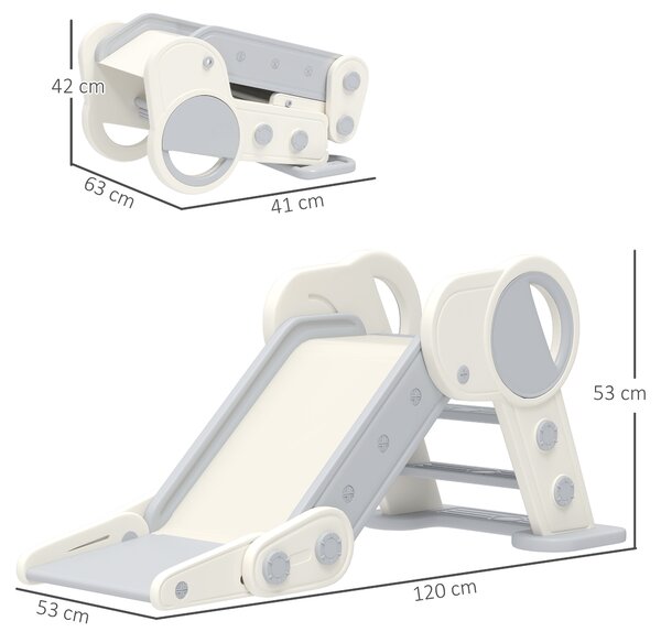 AIYAPLAY Foldable Kids Slide Indoor, Freestanding Baby Slide for 1.5-3 Years Old, Grey
