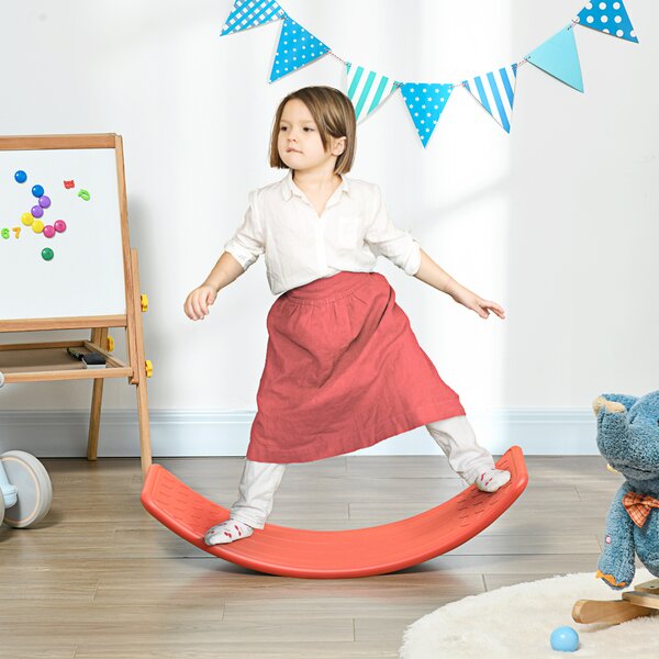ZONEKIZ Wobble Wonder: Montessori Stepping Stone for Nursery Play, Durable Red Balance Board Aosom UK