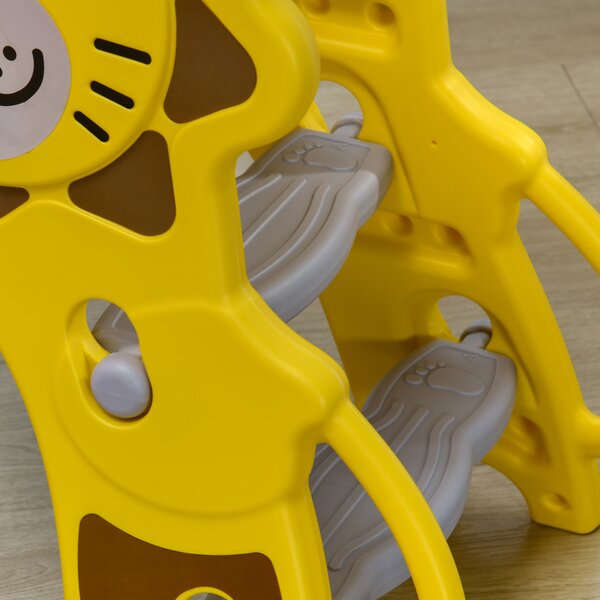 AIYAPLAY Baby Slide with Basketball Hoop, Easy to Assemble Kids Slide for Indoor Use, for Ages 18-36 Months - Yellow Aosom UK