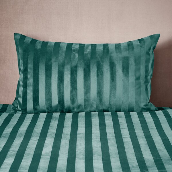 Hotel Velour Stripe Duvet Cover & Pillowcase Set