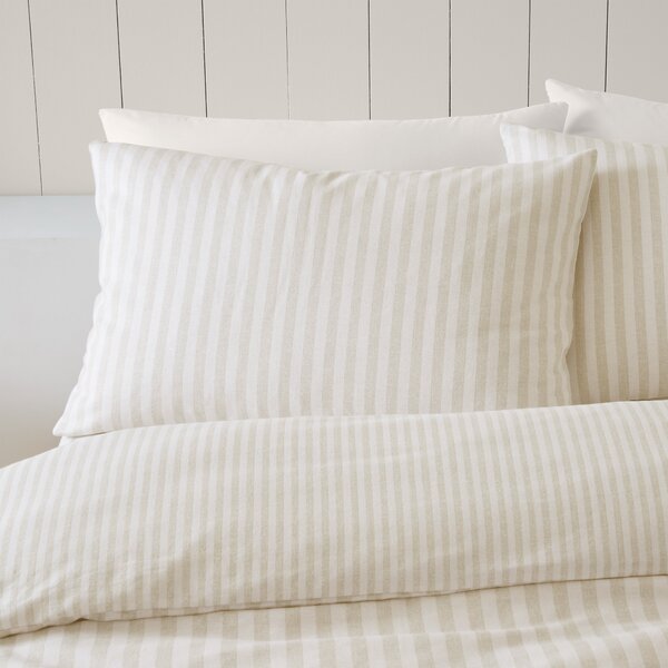 Catherine Lansfield Reversible Stripe Brushed Cotton Duvet Cover & Pillowcase Set