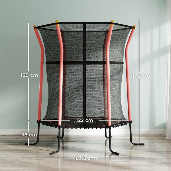 HOMCOM Kids Trampoline Mini Bouncer with Enclosure Safety Net For Ages 3-10 Years - Red Aosom UK