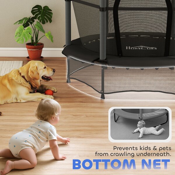 HOMCOM 4.6FT/75" Kids Trampoline, Indoor Outdoor Toddler Trampoline, with Safety Enclosure, Springless design - Black Aosom UK