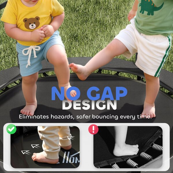 HOMCOM 4.6FT/75" Kids Trampoline, Indoor Outdoor Toddler Trampoline, with Safety Enclosure, Springless design - Black Aosom UK