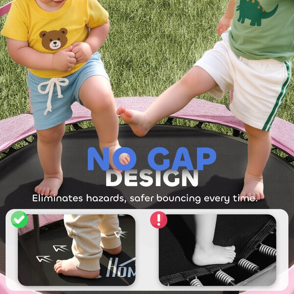 HOMCOM 4.6FT/75" Kids Trampoline, Indoor Outdoor Toddler Trampoline, with Safety Enclosure, Springless design - Pink Aosom UK