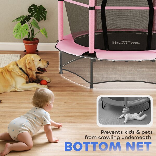 HOMCOM 4.6FT/75" Kids Trampoline, Indoor Outdoor Toddler Trampoline, with Safety Enclosure, Springless design - Pink Aosom UK