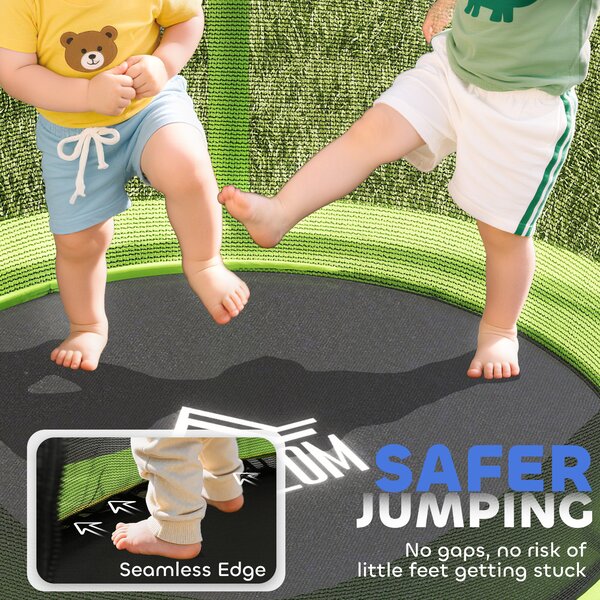 HOMCOM Kids Trampoline, with Enclosure Net, Steel Frame, for Ages 3-6 Years - Green