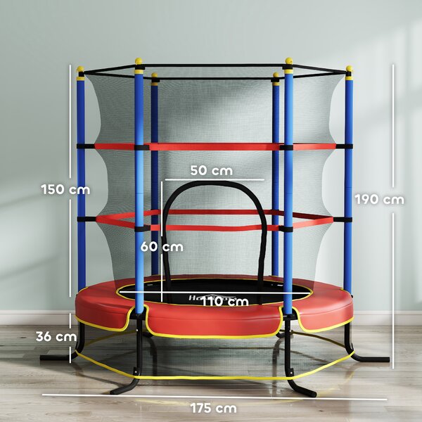 HOMCOM Kids Trampoline, with Safety Net, for Ages 3-10 Years Aosom UK