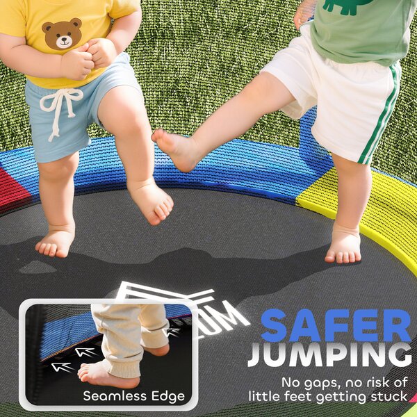 HOMCOM Kids Trampoline, with Enclosure Net, Steel Frame, for Ages 3-6 Years - MultiColoured