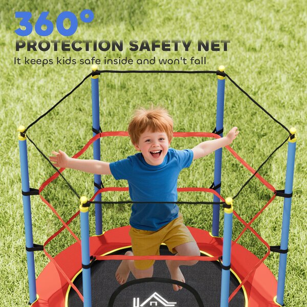 HOMCOM Kids Trampoline, with Safety Net, for Ages 3-10 Years Aosom UK