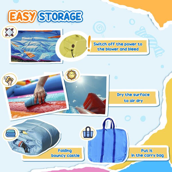 Outsunny 4 in 1 Kids Bounce Castle Large Sailboat Style Inflatable Slide Trampoline Water Pool Climbing Wall for Age 3-8, 2.65x2.6x2m Aosom UK