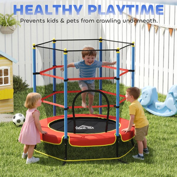 HOMCOM Kids Trampoline, with Safety Net, for Ages 3-10 Years Aosom UK