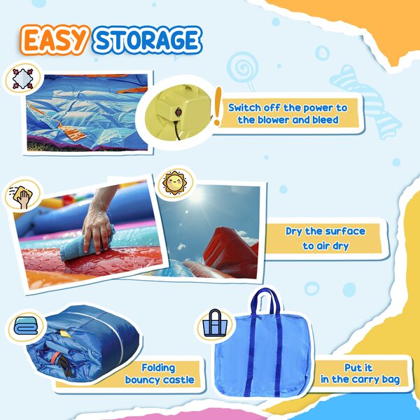 Outsunny 4 in 1 Kids Bounce Castle Extra Large Double Slides & Trampoline Design Inflatable House Pool Climbing Wall for Kids Age 3-8, 3.8x3.7x2.3m