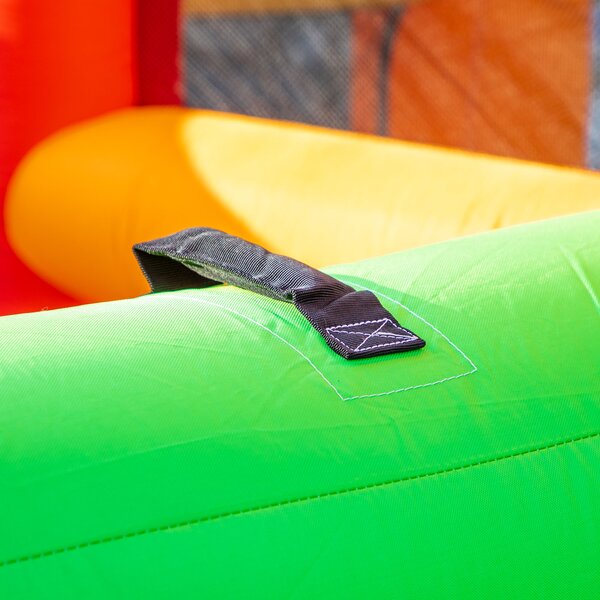 Outsunny 4 in 1 Kids Bounce Castle Extra Large Double Slides & Trampoline Design Inflatable House Pool Climbing Wall for Kids Age 3-8, 3.8x3.7x2.3m