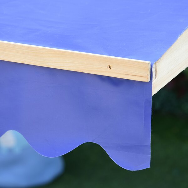 Outsunny Kids Wooden Sandpit Children Cabana Square Sandbox Outdoor Backyard Playset Play Station Adjustable Canopy Bench Seat 120x120x120cm