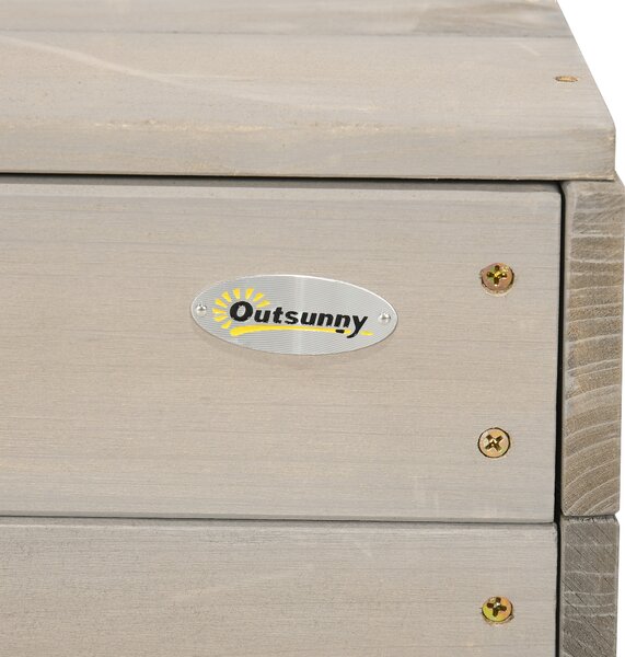 Outsunny Children's Wooden Sandpit with Protective Canopy and Seating, Outdoor Play Area, Grey