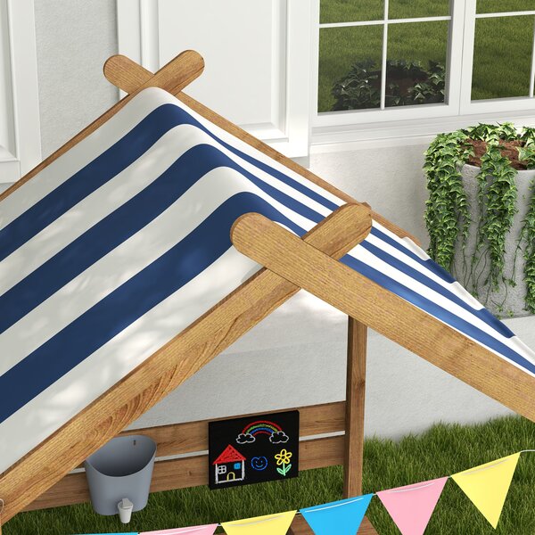 Outsunny Wooden Sandbox with Canopy House Design Brown Aosom UK