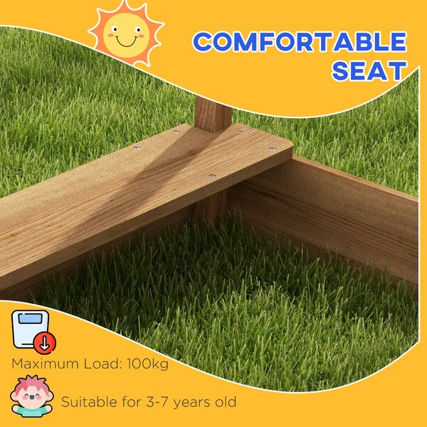 Outsunny Wooden Sandbox with Canopy House Design Brown Aosom UK