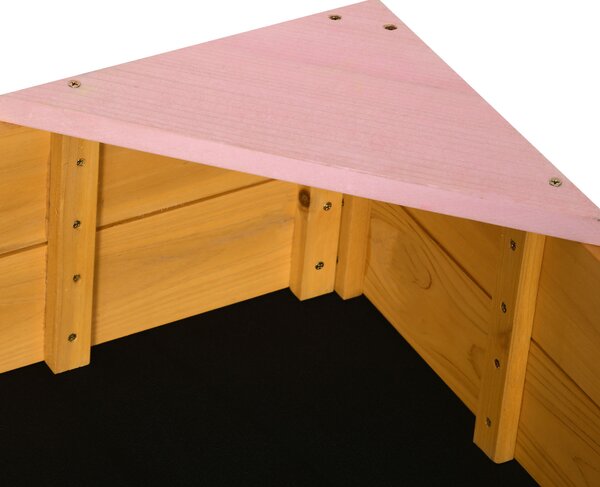 Outsunny Kids Wooden Sand Pit, Children Sandbox, with Four Seats, Non-Woven Fabric, for Gardens, Playgrounds Aosom UK