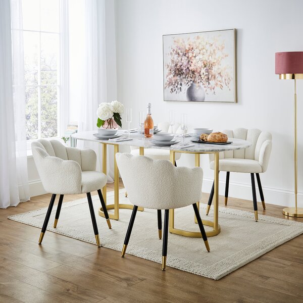 Vivian Dining Chair, Ivory Boucle