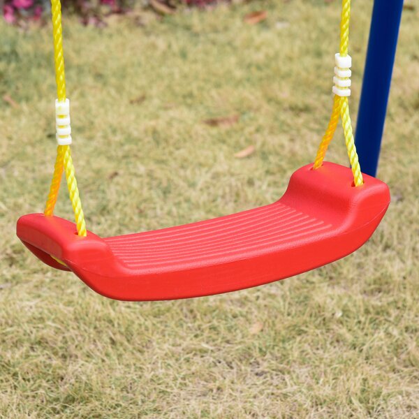 Outsunny Metal Swing Set with Seat Adjustable Rope Heavy Duty A-Frame Stand Backyard Outdoor Playset for Kids Fun 6-12 Years Old Blue
