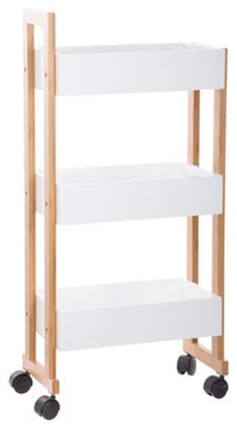 Narrow Bamboo 3 Tier Bathroom Trolley