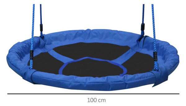 HOMCOM 40 Inch / 100 cm Tree Swing Round Kids Nest Swing Seat for Outdoor Backyard Garden Play Activity Blue