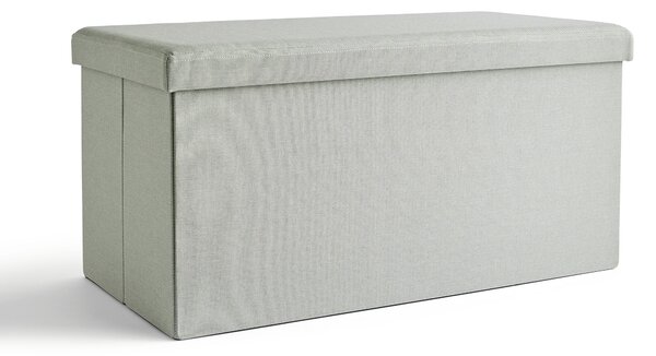 Faux Linen Rectangular Ottoman