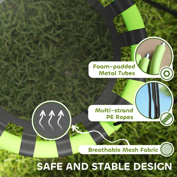 AIYAPLAY 60 cm Diameter Kid Nest Swing Seat with Height Adjustable Ropes for Outdoor Indoor, Black