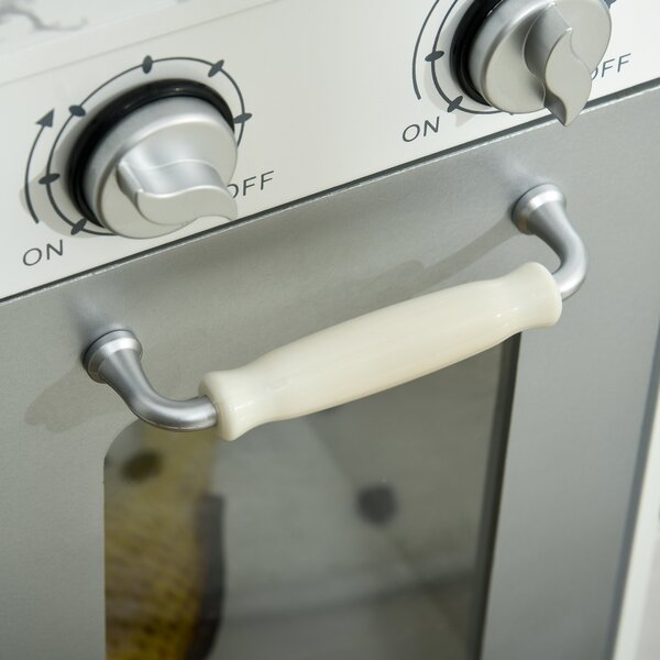 AIYAPLAY Toy Kitchen with Lights Sounds, Apron and Chef Hat, Ice Maker, Microwave, for 3-6 Years Old - White Aosom UK