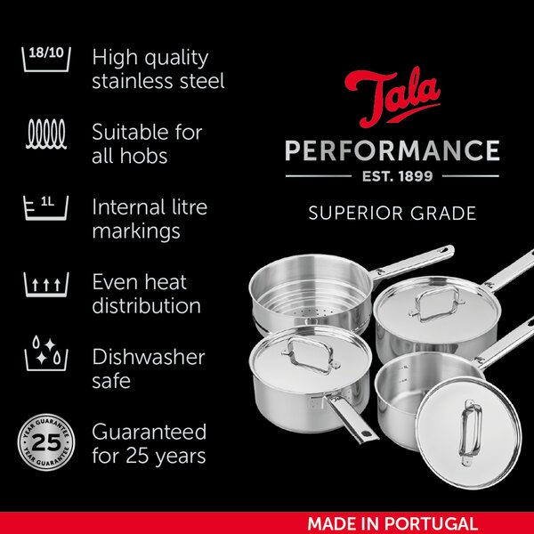 Tala Performance Superior Stainless Steel Saucepan with Lid, 20cm