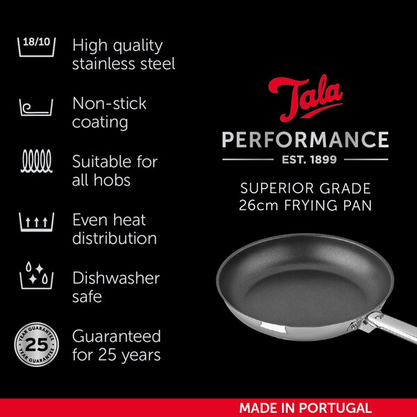 Tala Performance Superior Non-Stick Stainless Steel Frying Pan, 26cm